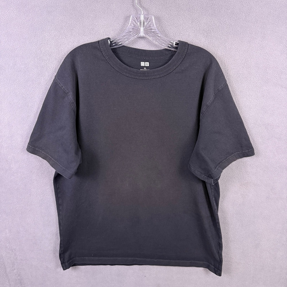 Uniqlo U T-Shirt Mens XL Black Crew Neck Short Sleeve Cotton 341-455360